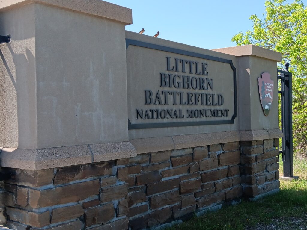 Entrance sign for Little Bighorn Battlefield National Monument