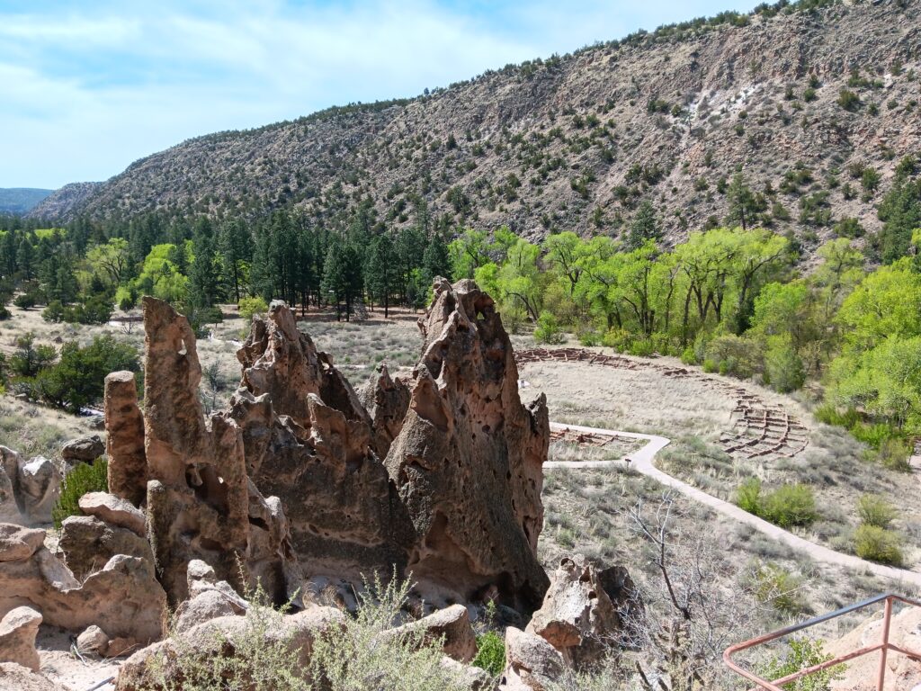 View of Tyuonyi Pueblo at Bandelier National Monument
