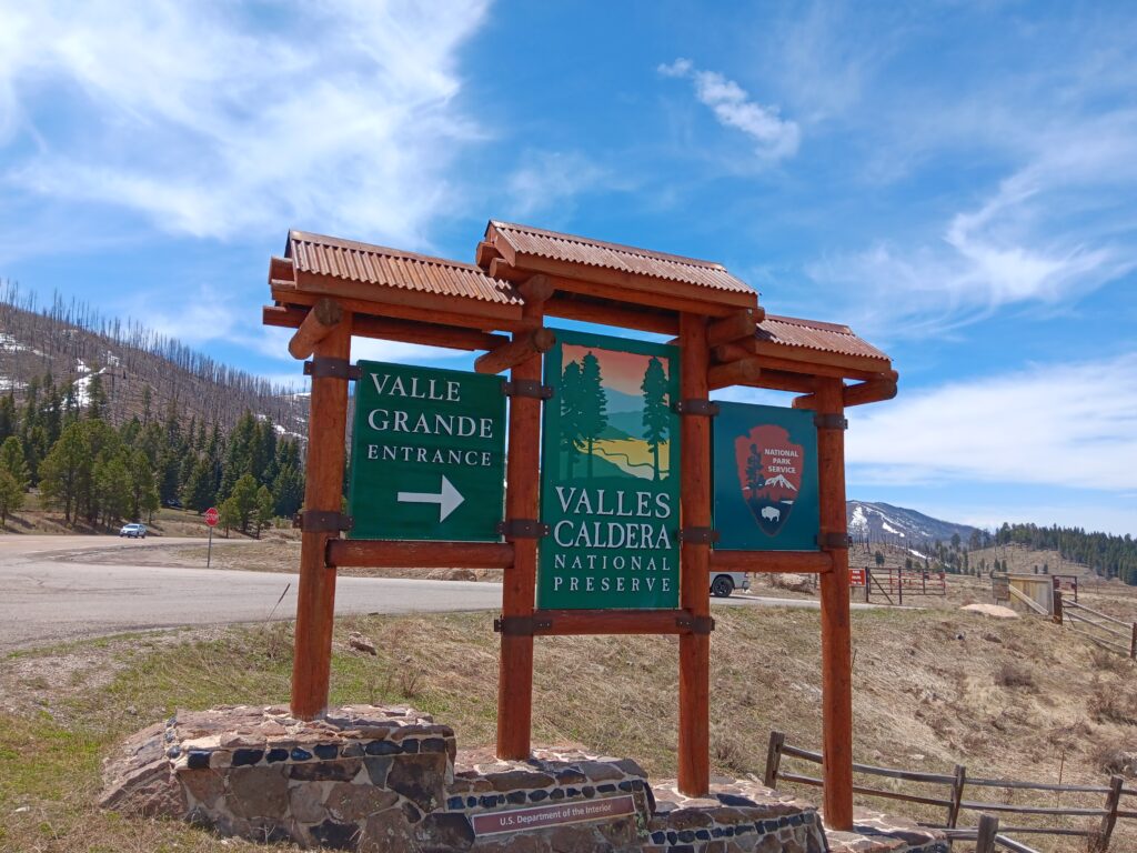Sign at entrance of Valles Caldera National Preserve