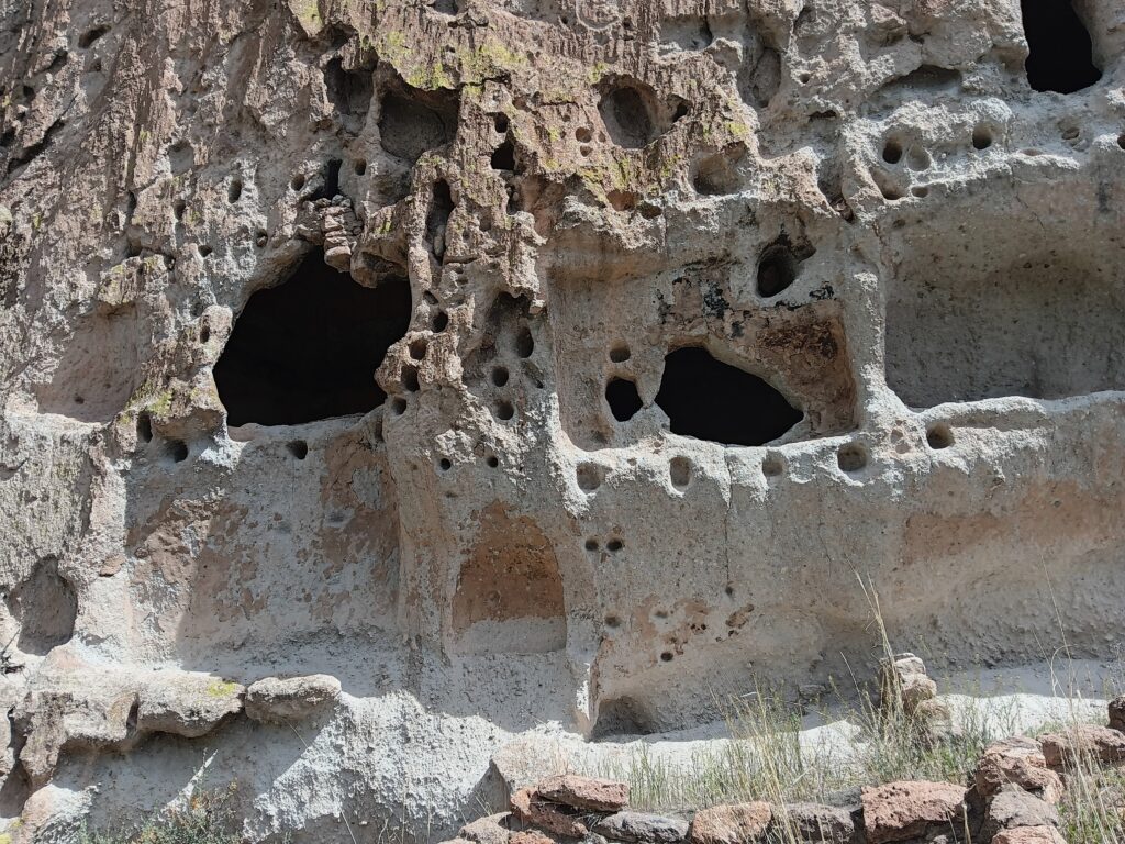 Close up of cliff walls with holes 
