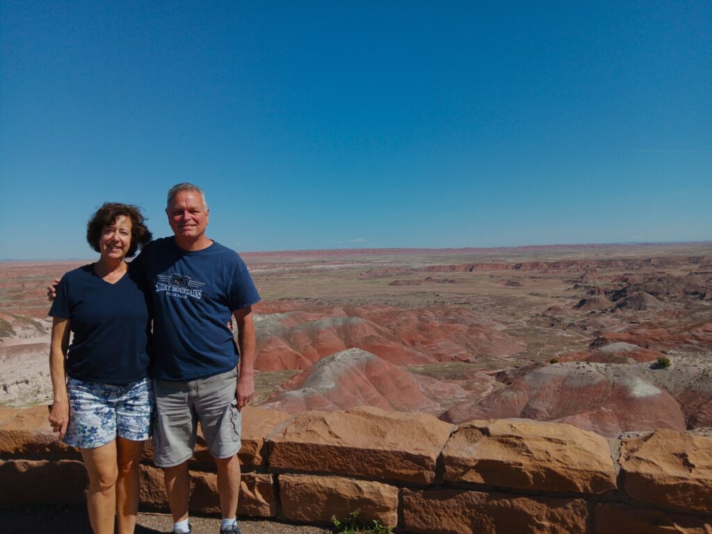 Karen and Steve at a Painted Desert viewpoint
