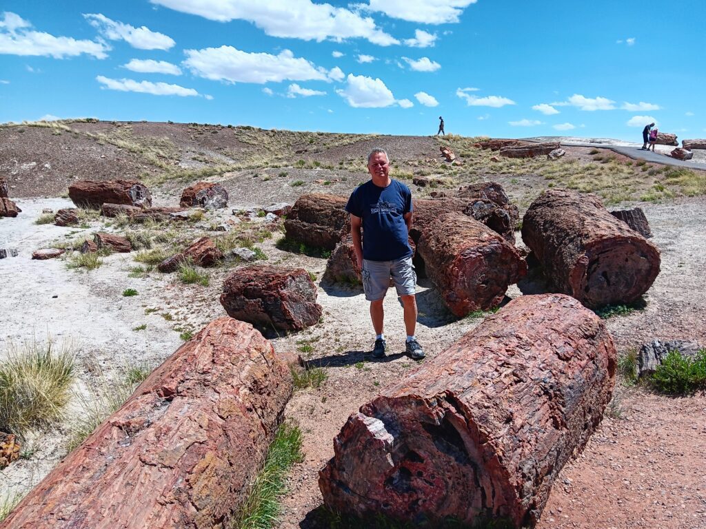 Steve standing with Petrified Wood