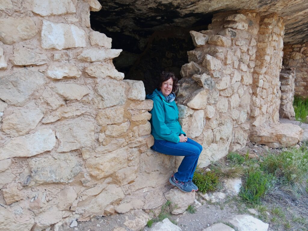 Karen in cliff dwelling, Walnut Canyon National Monument