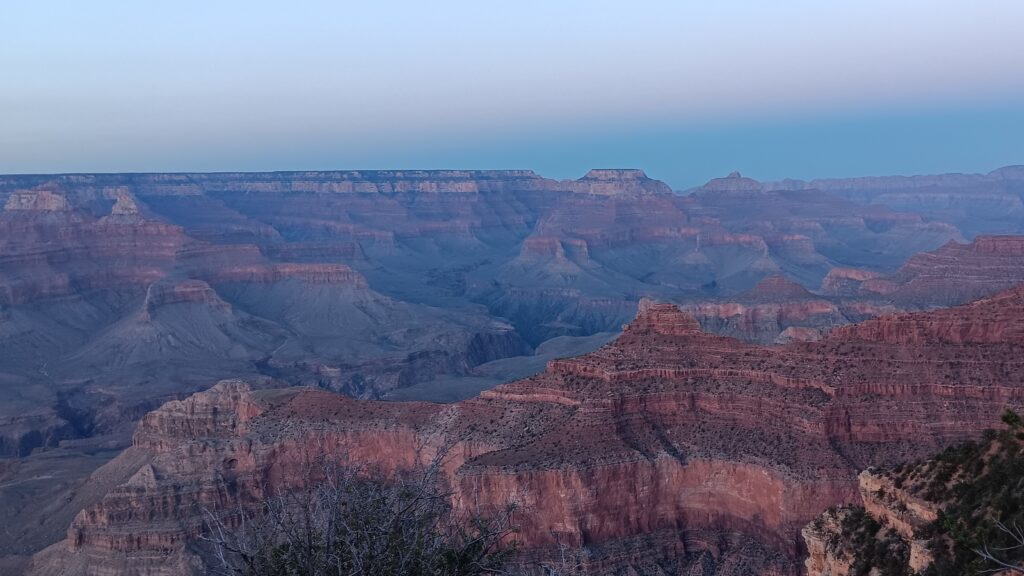 View after sunset at Grand Canyon National Park