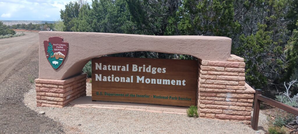 Entrance sign for Natural Bridges National Monument