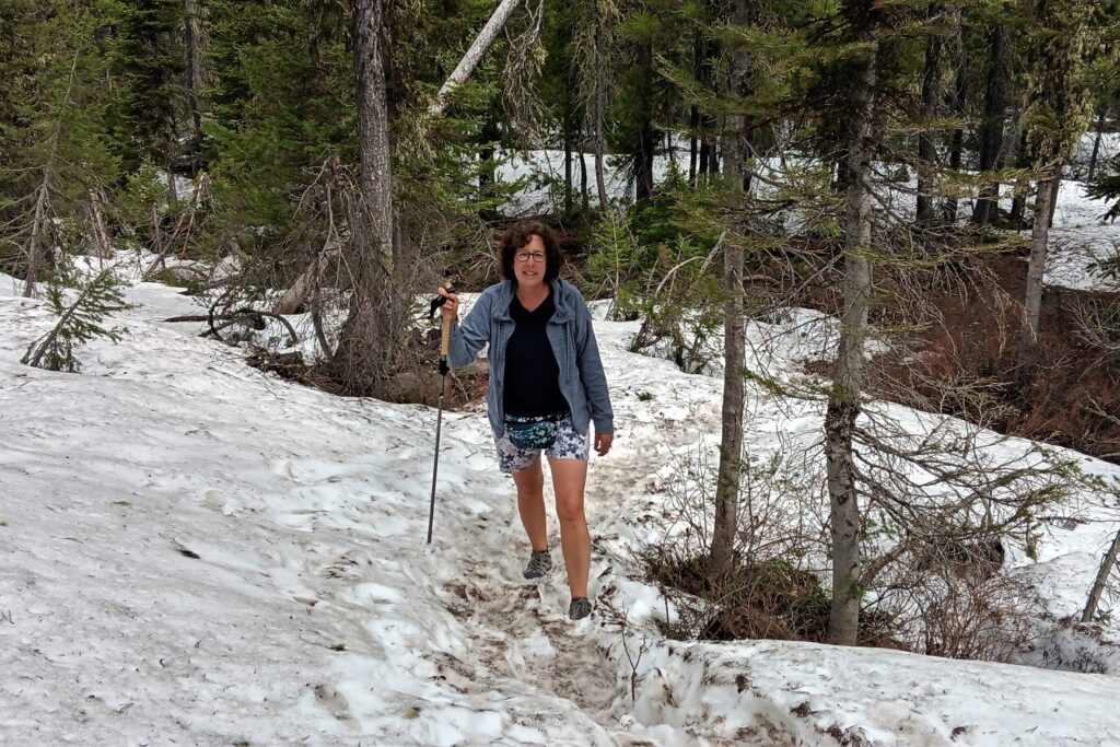 Karen hiking in snow, Grand Teton National Park