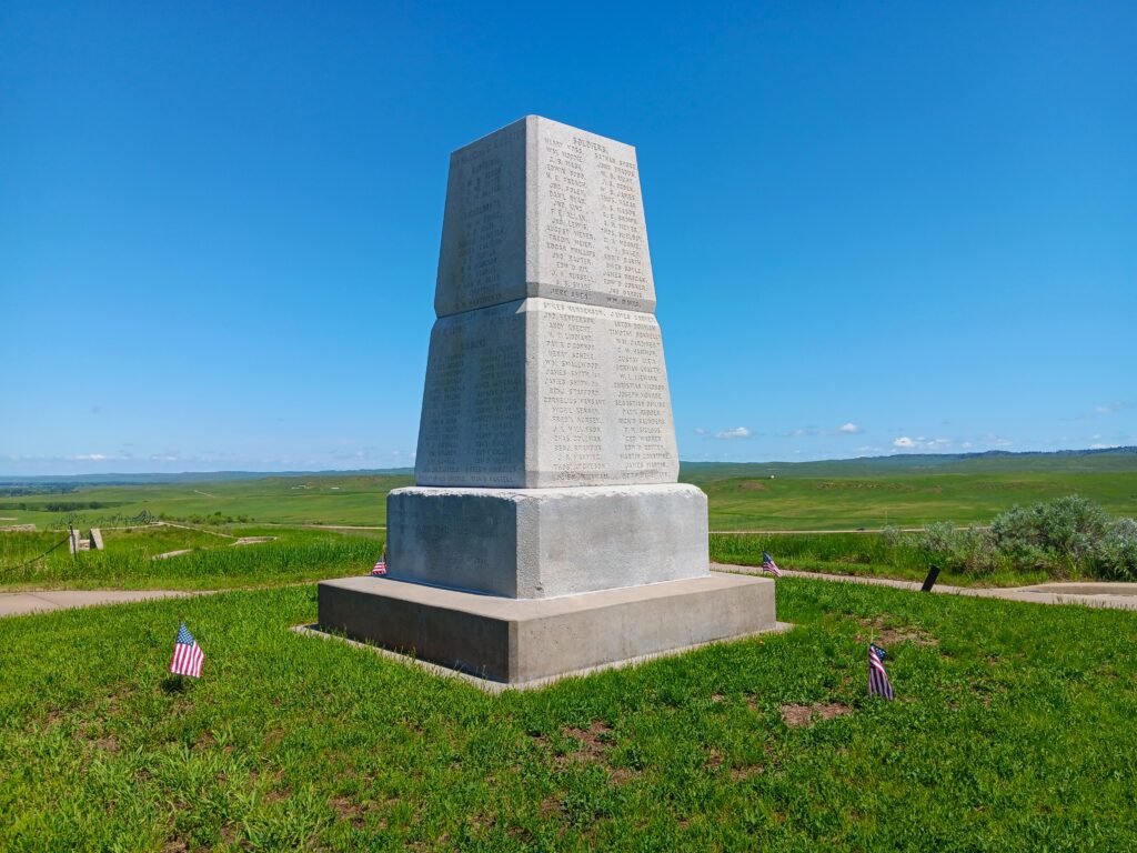 Close up of the 7th US Calvary Memorial at Little Bighorn Battlefield National Monument