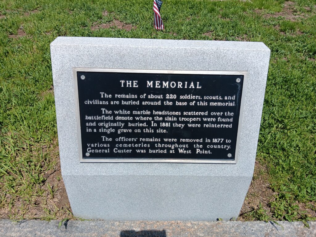 Marble market describing the Memorial at Little Bighorn Battlefield National Monument