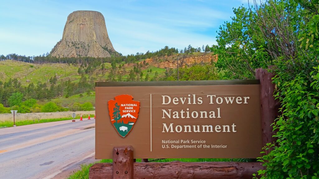 Devils Tower National Monument and park sign