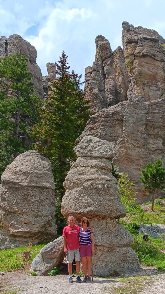 Karen and Steve, Cathedral Spires hike at Custer State Park